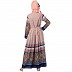 Printed abaya with pleats- Peach color